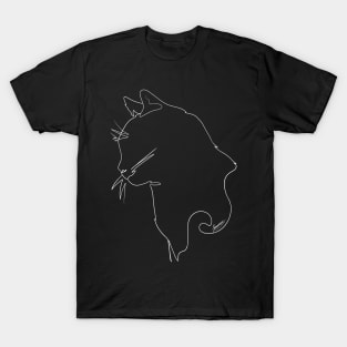 Cat Silhouette White Lineart T-Shirt